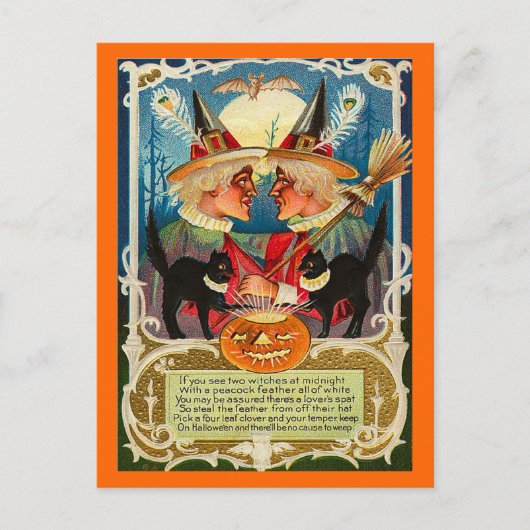 Carte Postale Sorcières vintages d'Halloween (Devant)