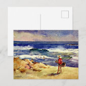 Carte Postale Sorolla - Garçon sur le sable, beaux-arts (Devant / Derrière)