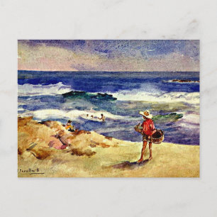 Carte Postale Sorolla - Garçon sur le sable, beaux-arts