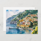 Carte Postale Sorrento Italie Peinture couleur eau (Devant / Derrière)