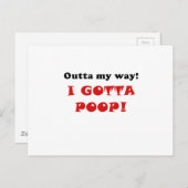 Carte Postale Sortez De Mon Chemin Je Dois Poop (Devant / Derrière)