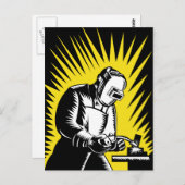 Carte Postale soudage par soudeur (Devant / Derrière)