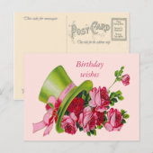 Carte Postale Souhaits d'anniversaire, casquette supérieur et (Devant / Derrière)