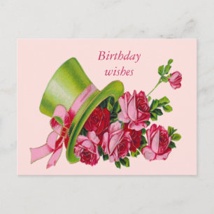 Carte Postale Souhaits d'anniversaire, casquette supérieur et