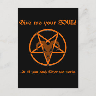 Carte Postale Soul Cash Pentacle Satanic Dark Humour chèvre