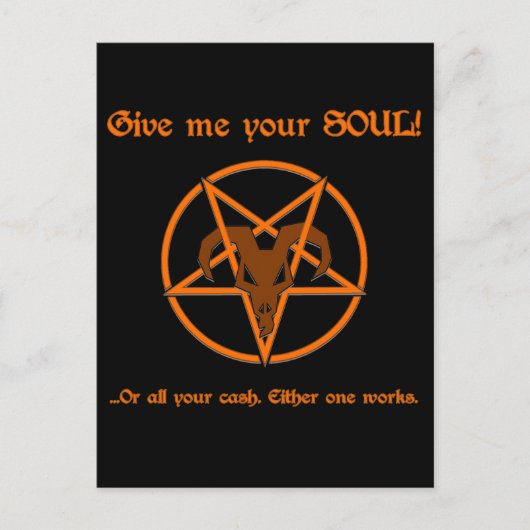 Carte Postale Soul Cash Pentacle Satanic Dark Humour chèvre (Devant)