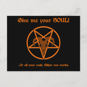 Carte Postale Soul Cash Pentacle Satanic Dark Humour chèvre