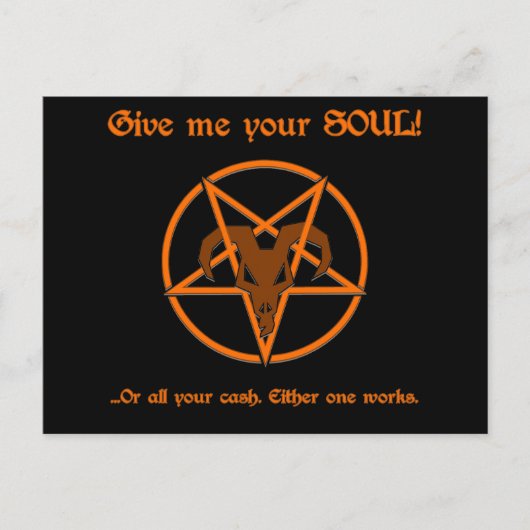 Carte Postale Soul Cash Pentacle Satanic Dark Humour chèvre (Devant)