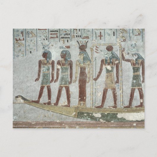 Carte Postale Soulagement représentant Khnum dans un barque funé (Devant)