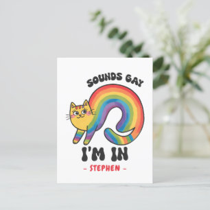 Carte Postale Sounds Gay, I’m In - Rainbow Cat LGBTQ Pride