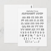 Carte Postale Soupe Alphabet - Feuille d'échantillonnage de poli (Devant / Derrière)