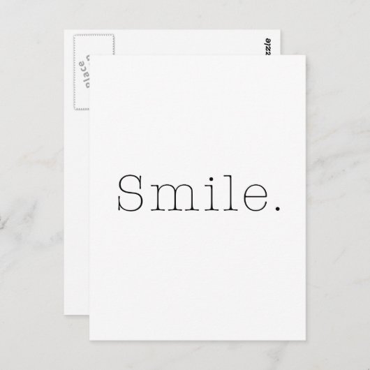 Carte Postale Souriez. Modèle de devis de sourire noir et blanc (Devant / Derrière)