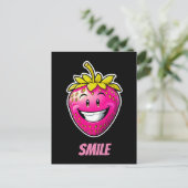 Carte Postale Sourire aux fraises roses (Debout devant)