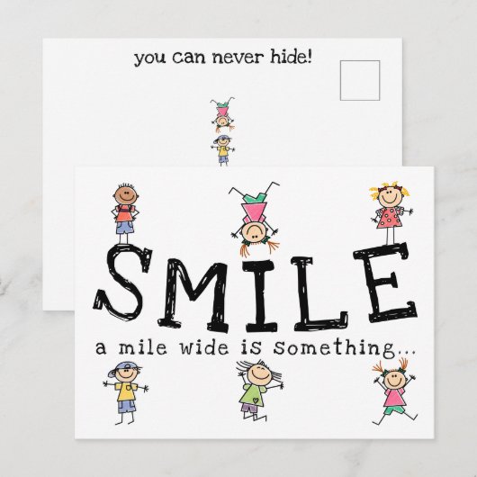 Carte Postale Sourire sur un mile de large est quelque chose que (Devant / Derrière)