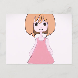 Carte Postale Sourire timide en rose