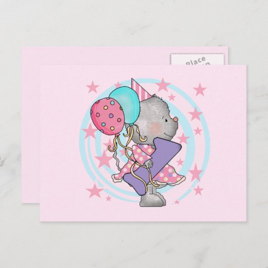 Carte Postale Souris 1er anniversaire T-shirts et cadeaux (Devant / Derrière)