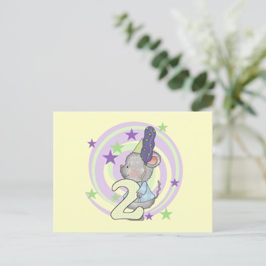 Carte Postale Souris 2e anniversaire T-shirts et cadeaux (Debout devant)