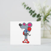 Carte Postale Souris à la boxe avec des gants de boxe (Debout devant)