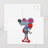 Carte Postale Souris à la boxe avec gants de boxe (Devant / Derrière)