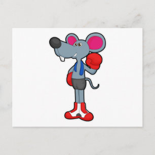 Carte Postale Souris à la boxe avec gants de boxe