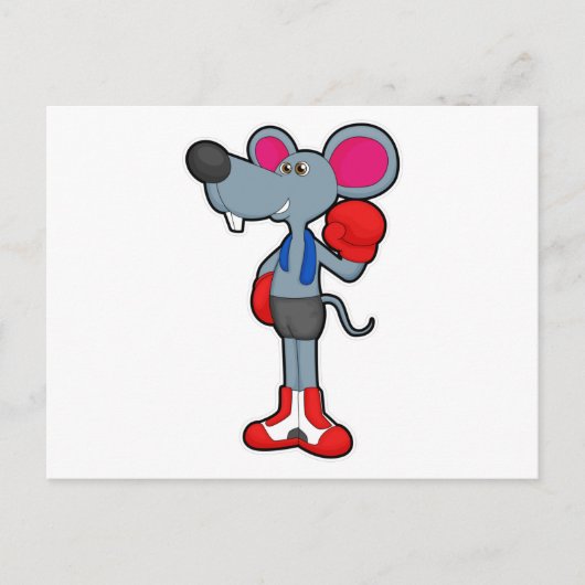 Carte Postale Souris à la boxe avec gants de boxe (Devant)