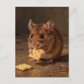 Carte Postale Souris adorable avec un cracker (Devant)