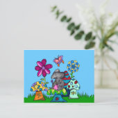 Carte Postale Souris adorable dans les champignons (Debout devant)
