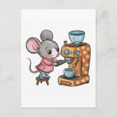 Carte Postale Souris adorable faisant du café (Devant)
