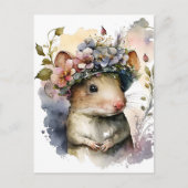 Carte Postale Souris aquarelle adorable (Devant)