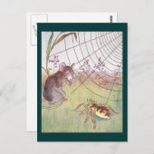 Carte Postale Souris, araignée et Web dans la prairie (Devant / Derrière)