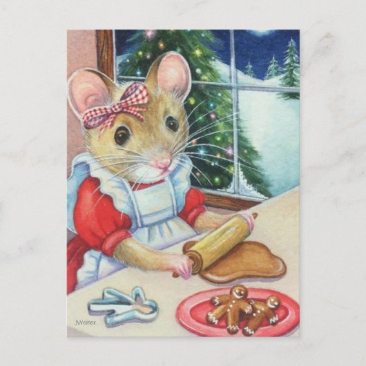 Carte Postale Souris Artisan Pâtissier de Biscuits de Gingembre (Devant)