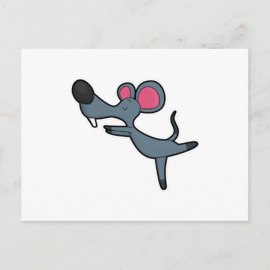 Carte Postale Souris au Yoga Exercice d'étirement (Devant)