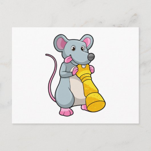 Carte Postale Souris aux échecs avec pièce d'échecs Pawn (Devant)