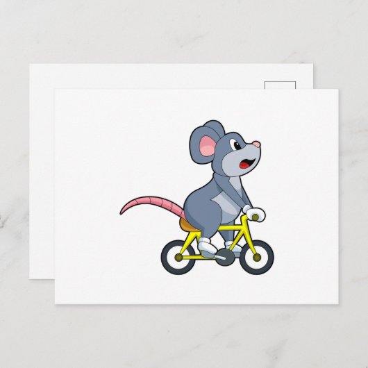 Carte Postale Souris avec bicyclette (Devant / Derrière)
