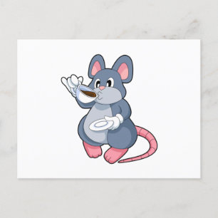 Carte Postale Souris avec Tasse de Café