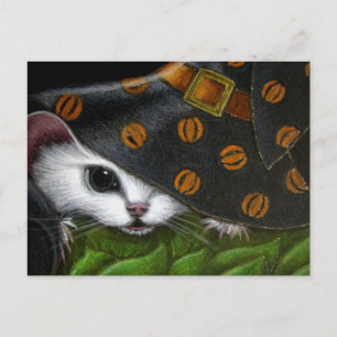 CARTE POSTALE SOURIS BLANC À RAT AVEC MOUSSE À HALLOWEEN CASQUET