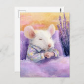 Carte Postale Souris blanche dormant (Devant / Derrière)