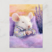 Carte Postale Souris blanche dormant (Devant)