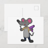 Carte Postale Souris coiffeuse avec ciseaux et sèche-cheveux (Devant / Derrière)