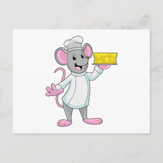 Carte Postale Souris comme cuisinier avec du fromage (Devant)