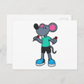 Carte Postale Souris comme joueur de fléchettes avec fléchettes (Devant / Derrière)