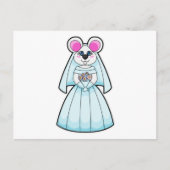 Carte Postale Souris comme mariée avec bouquet de fleurs (Devant)