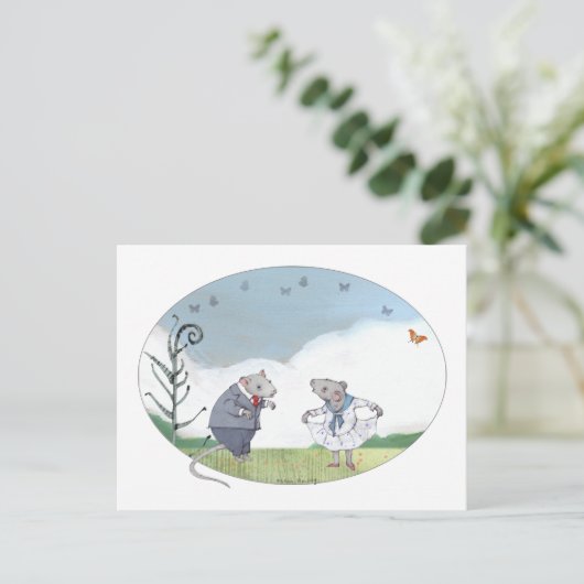 Carte Postale Souris d'anniversaire (Debout devant)