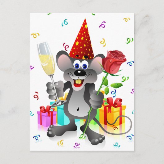 Carte Postale Souris d'anniversaire (Devant)
