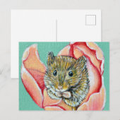 Carte Postale Souris dans un tableau de tulipe (Devant / Derrière)