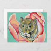 Carte Postale Souris dans une peinture de tulipe (Devant / Derrière)