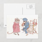 Carte Postale Souris dansant à la concertina (Devant / Derrière)