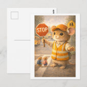 Carte Postale Souris de carrière comme agent de circulation (Devant / Derrière)