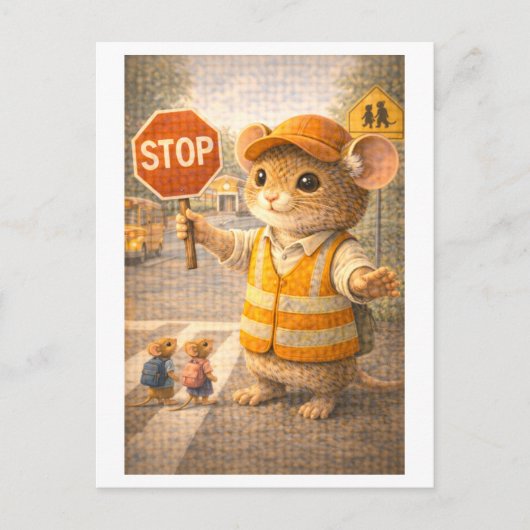 Carte Postale Souris de carrière comme agent de circulation (Devant)