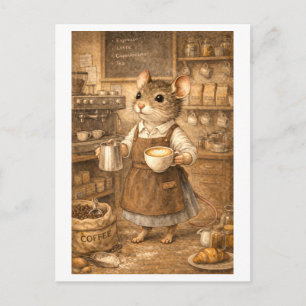 Carte Postale Souris de carrière comme barista